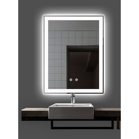 Ketcham Polished Edge Mirror with Frosted Glass Inset LED Mirror, 30 W, 100/240 VAC - 50/60 Hz. CRI >= 85 RAD-3036P